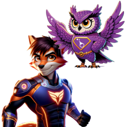 Owl and fox characters