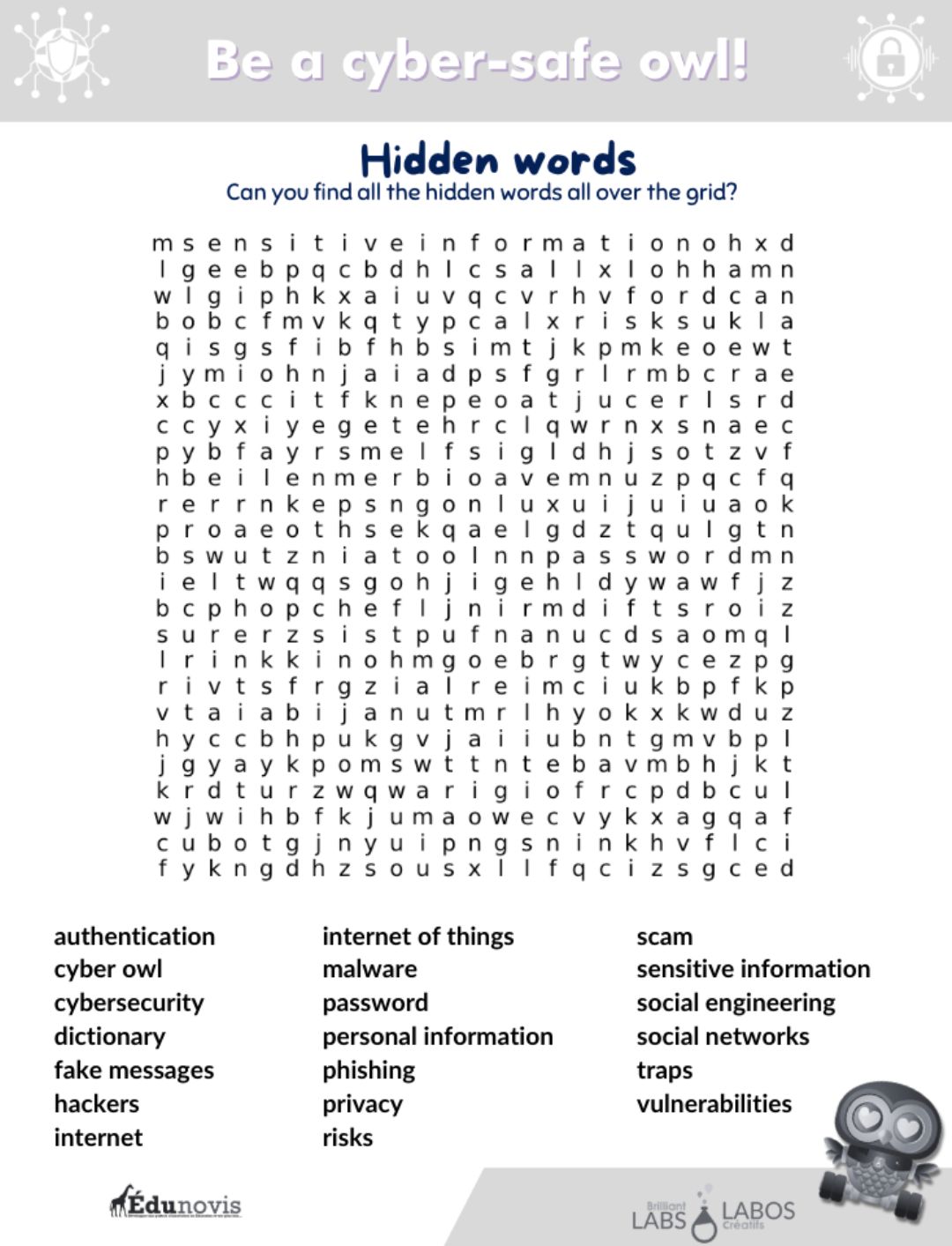 Cover image for the hidden words grid document